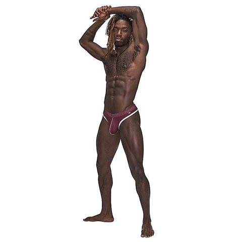 Male Power Sport Stretchy Mens Mesh Thong Burgundy