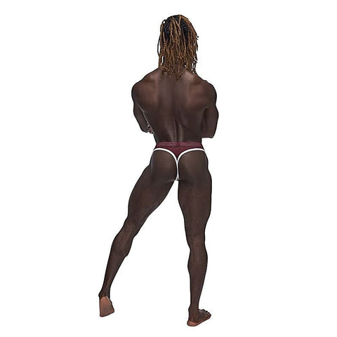 Male Power Sport Stretchy Mens Mesh Thong Burgundy