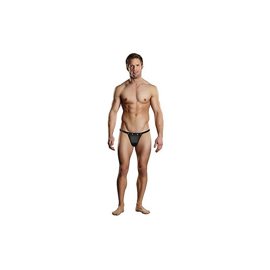 Male Power Rip Off Mens Thong With Studs Black