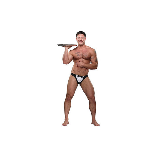 Male Power MaitreD Thong Novelty Underwear With Tuxedo Pouch Black