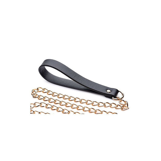 Master Series Leashed Lover Black and Gold Chain Leash - Collars and Leads