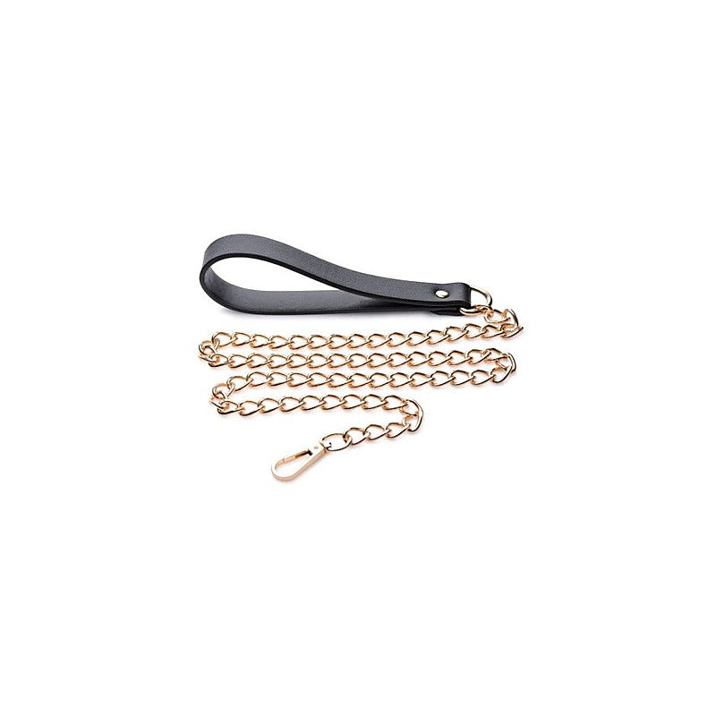 Master Series Leashed Lover Black and Gold Chain Leash - Collars and Leads