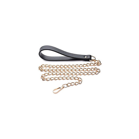 Master Series Leashed Lover Black and Gold Chain Leash - Collars and Leads