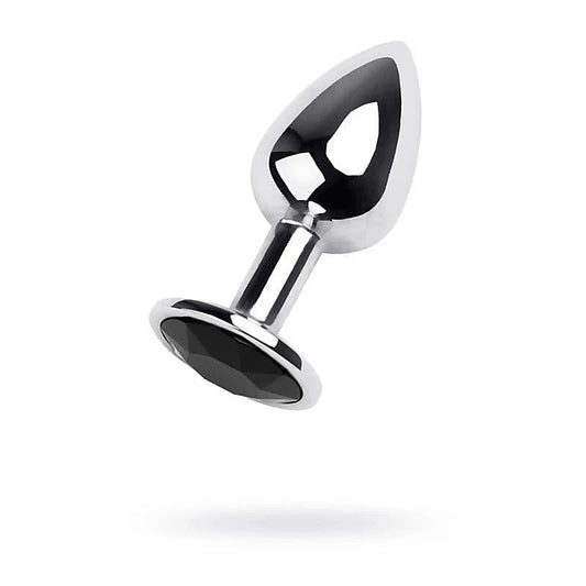 Metal Silver Anal Plug With Coloured Gem Small By Toyfa - Butt Plugs