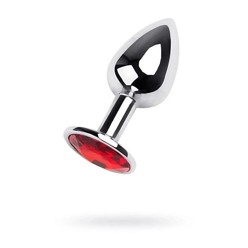 Metal Silver Anal Plug With Coloured Gem Small By Toyfa - Butt Plugs