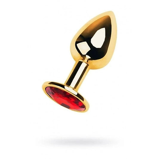 Metal Gold Anal Plug With Coloured Gem Small By Toyfa - Butt Plugs
