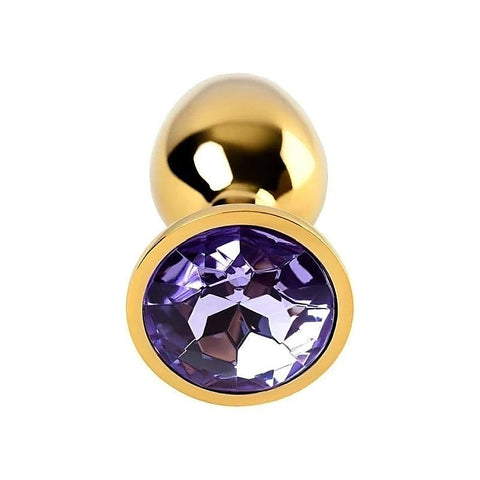 Metal Gold Anal Plug With Coloured Gem Small By Toyfa - Butt Plugs