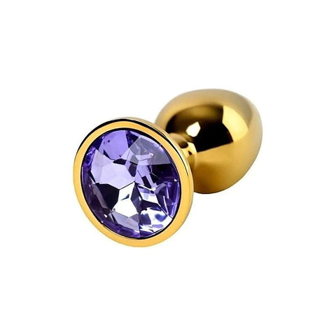 Metal Gold Anal Plug With Coloured Gem Small By Toyfa - Butt Plugs
