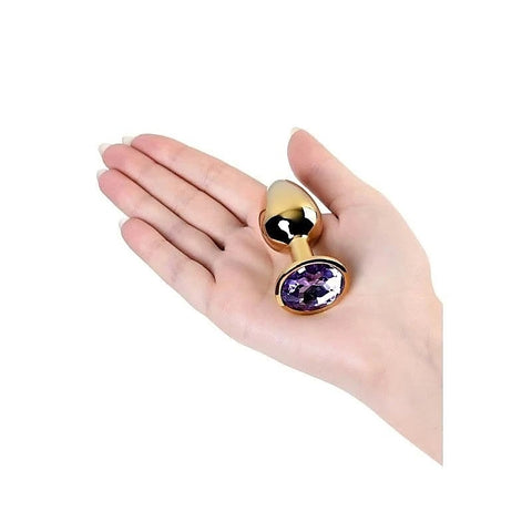 Metal Gold Anal Plug With Coloured Gem Small By Toyfa - Butt Plugs