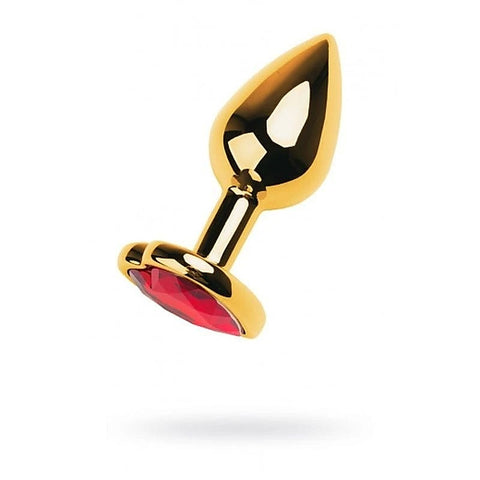 Metal Gold Anal Plug With Heart Shaped Crystal Gem By Toyfa - Butt Plugs
