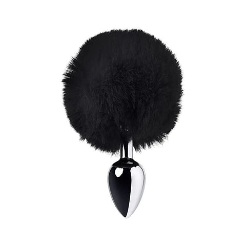 Metal Silver Anal Plug With Fluffy Bunny Tail By Toyfa - Butt Plugs