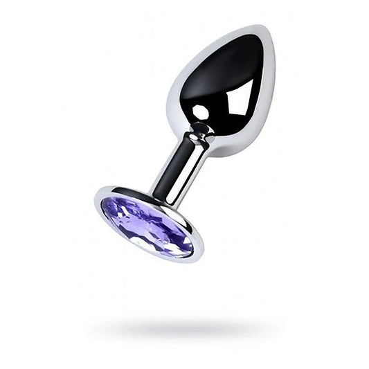 Metal Silver Anal Plug With Crystal Gem By Toyfa - Butt Plugs