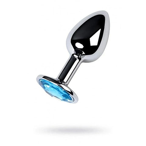 Metal Silver Anal Plug With Crystal Gem By Toyfa - Butt Plugs