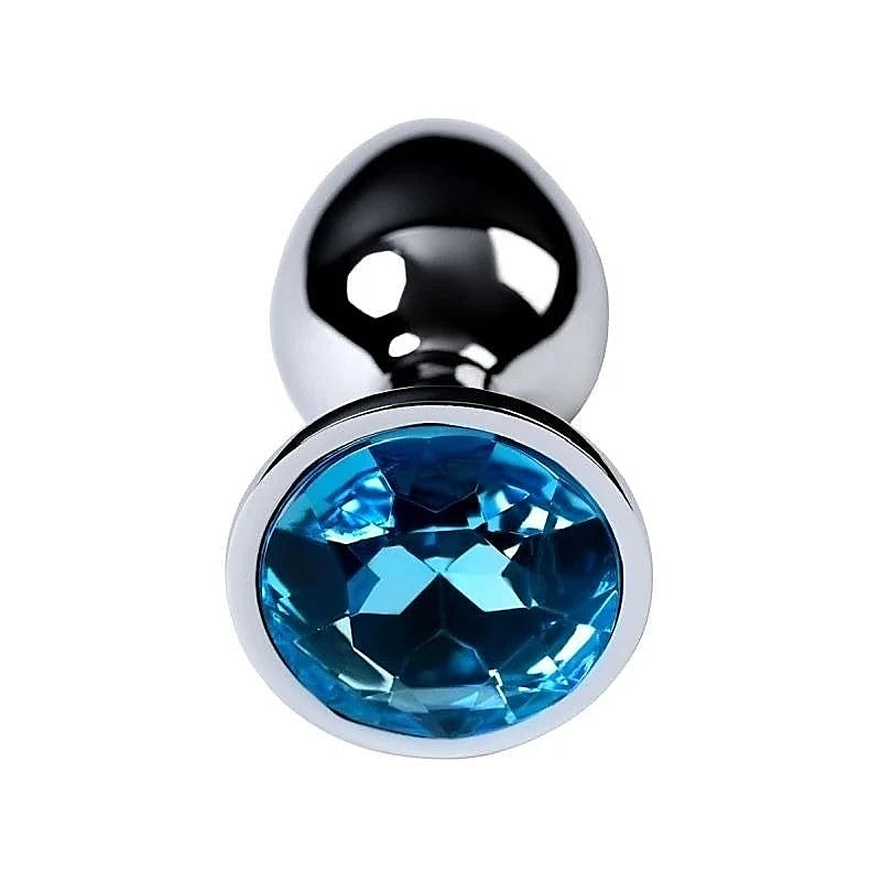 Metal Silver Anal Plug With Crystal Gem By Toyfa - Butt Plugs