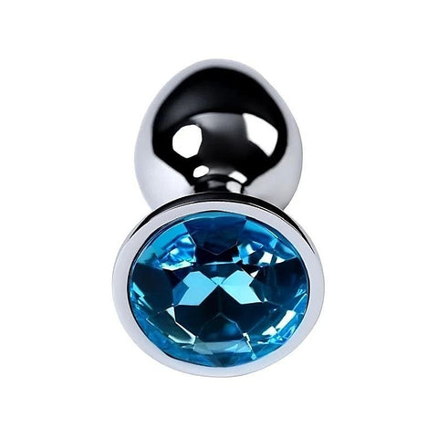 Metal Silver Anal Plug With Crystal Gem By Toyfa - Butt Plugs