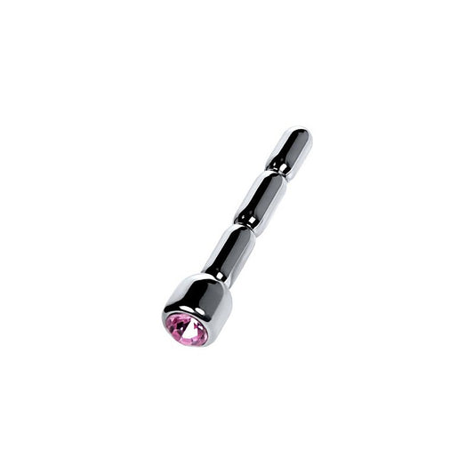 Metal Silver Urethral Plug With Ruby Rhinestone By Toyfa - Urethral Sounds