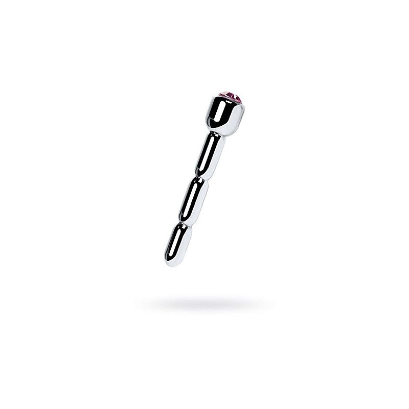 Metal Silver Urethral Plug With Ruby Rhinestone By Toyfa - Urethral Sounds