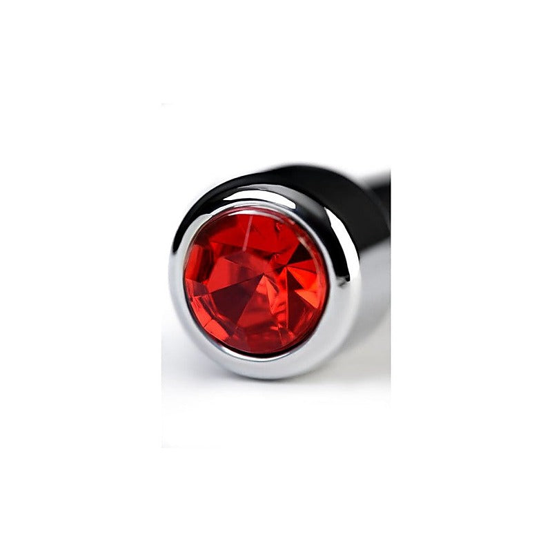 Metal Silver Urethral Plug With Ruby Rhinestone By Toyfa - Urethral Sounds