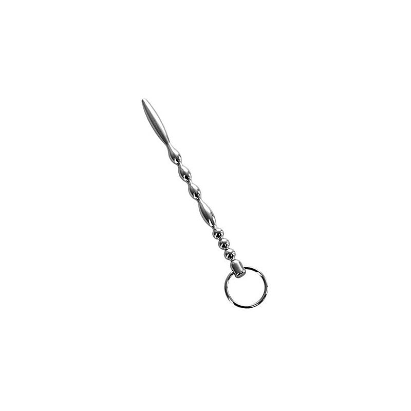 Metal Silver Men'S Urethral Plug With Penis Ring By Toyfa - Urethral Sounds