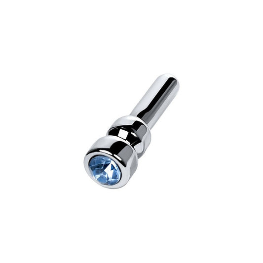 Metal Silver Urethral Plug With Sapphire Rhinestone By Toyfa - Urethral Sounds