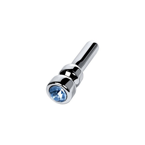 Metal Silver Urethral Plug With Sapphire Rhinestone By Toyfa - Urethral Sounds