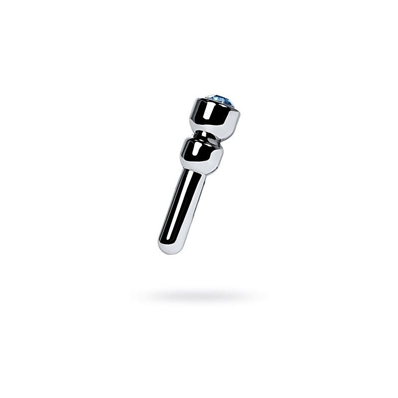 Metal Silver Urethral Plug With Sapphire Rhinestone By Toyfa - Urethral Sounds