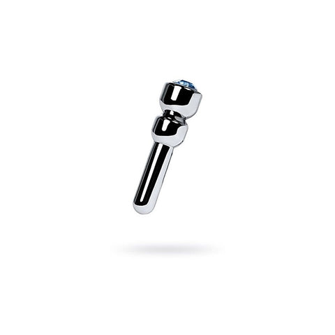 Metal Silver Urethral Plug With Sapphire Rhinestone By Toyfa - Urethral Sounds