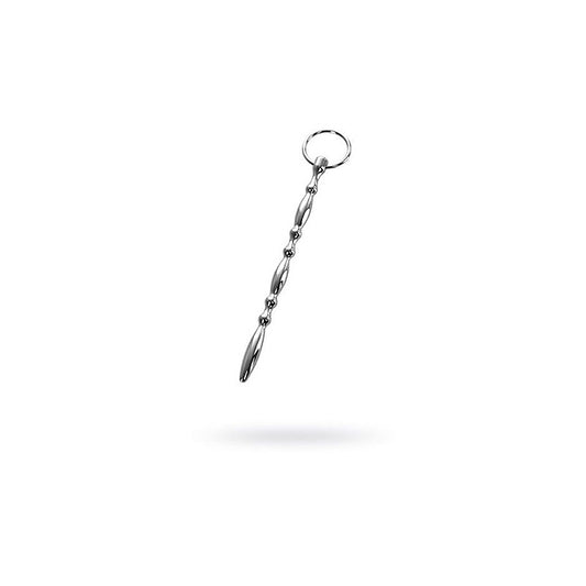 Metal Silver Beaded Urethral Plug With Cock Ring By Toyfa - Urethral Sounds