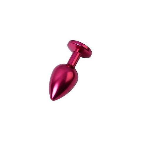 Red Metal Anal Plug With Black Crystal Gem By Toyfa - Butt Plugs