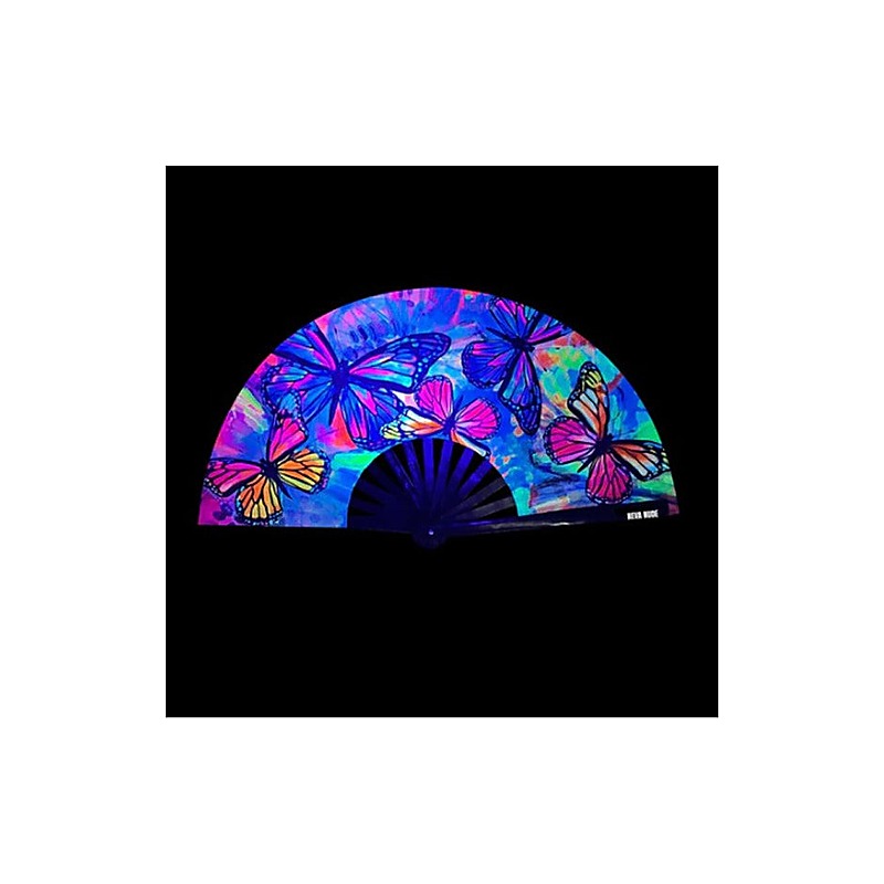 Flutter By Butterfly Blacklight Folding Fan By Neva Nude - Fancy Dress Ups