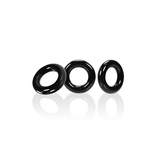 OxBalls Willy TPR Male Stretchy Cock Rings Black - Cock Ring Sets