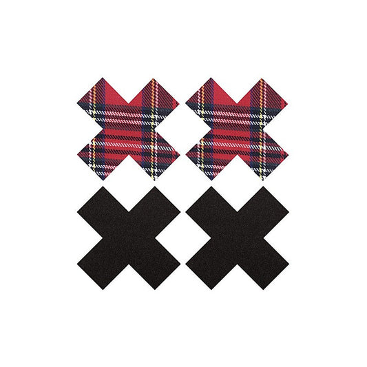 Peekaboo Sexy Schoolgirl X Nipple Pasties Black & Red - Fancy Dress Ups