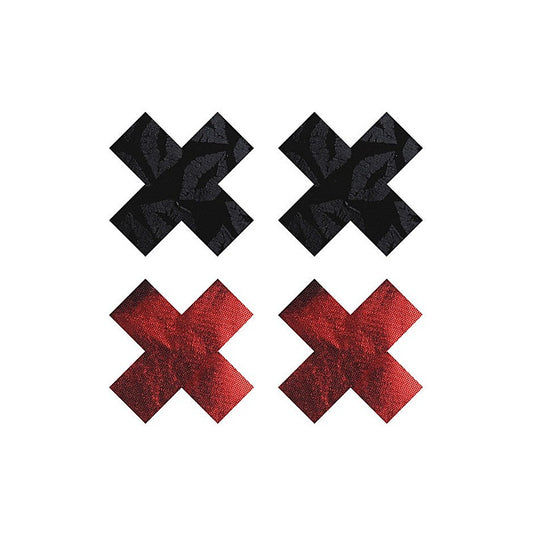 Peekaboo Stolen Kisses X Womens Sexy Pasties Red & Black - Fancy Dress Ups