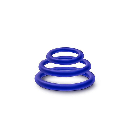 Performance Silicone Cock Rings Set 3 Piece Indigo - Cock Ring Sets