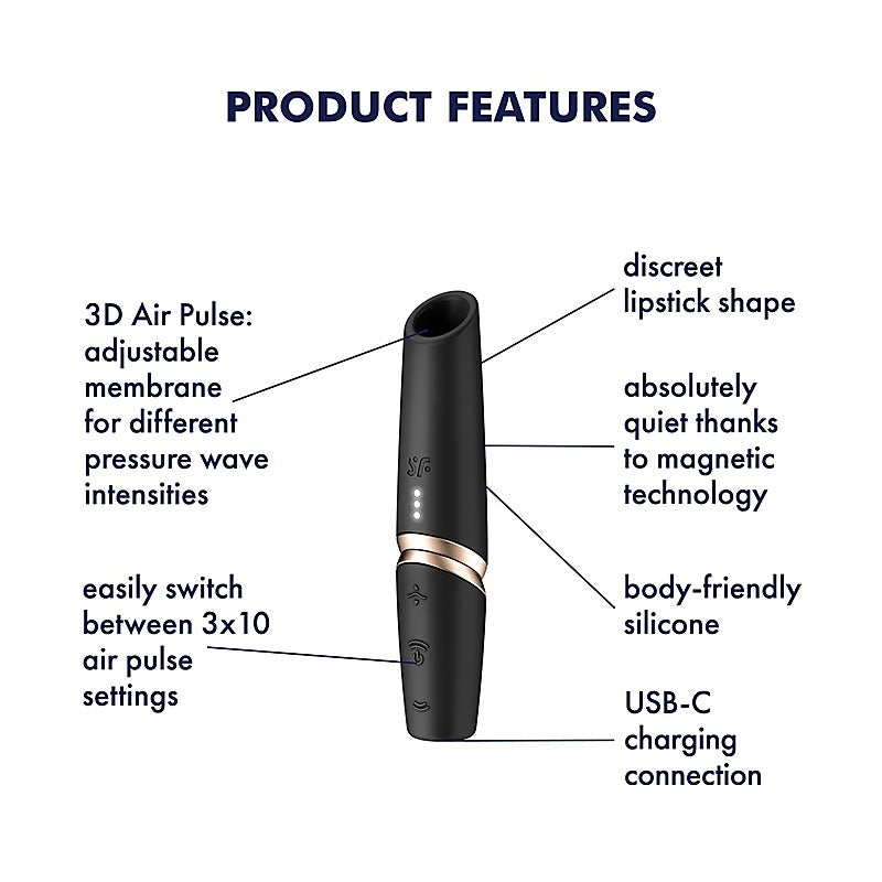 Perfect Kiss Mini Air Wave Clitoral Massager By Satisfyer - Clit Ticklers and Pulsators