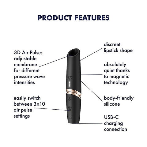 Perfect Kiss Mini Air Wave Clitoral Massager By Satisfyer - Clit Ticklers and Pulsators