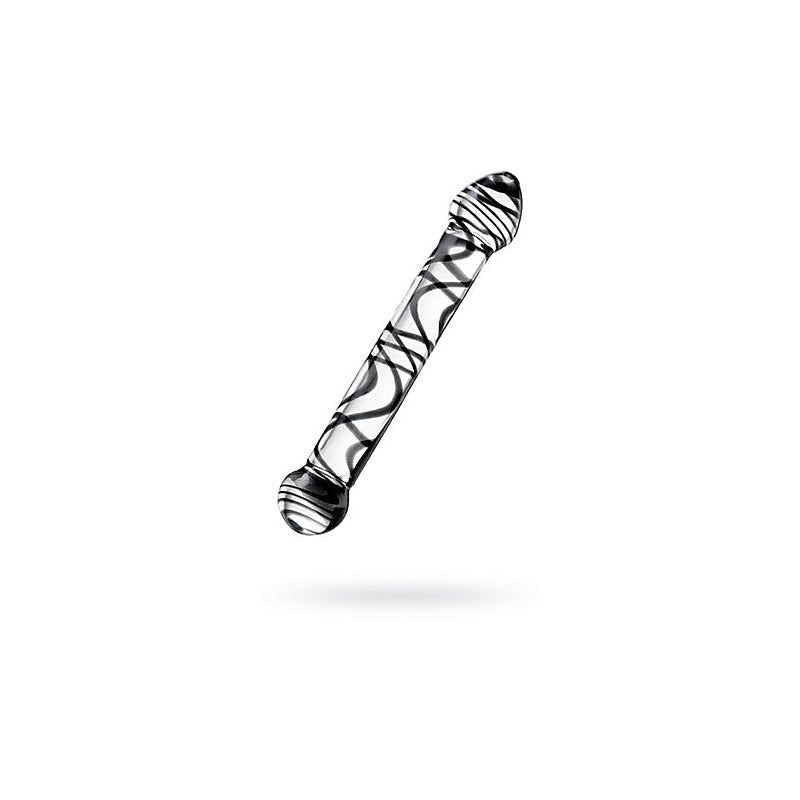 Sexus Duo Black Swirl Glass Dildo 20.5cm - Glass Sex Toys