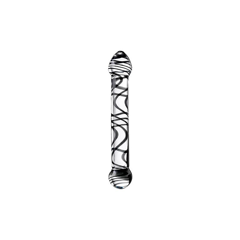 Sexus Duo Black Swirl Glass Dildo 20.5cm - Glass Sex Toys