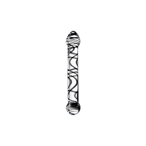 Sexus Duo Black Swirl Glass Dildo 20.5cm - Glass Sex Toys