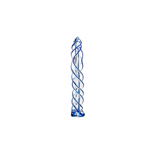 Sexus Blue Helix Glass Dildo 18.7cm - Glass Sex Toys