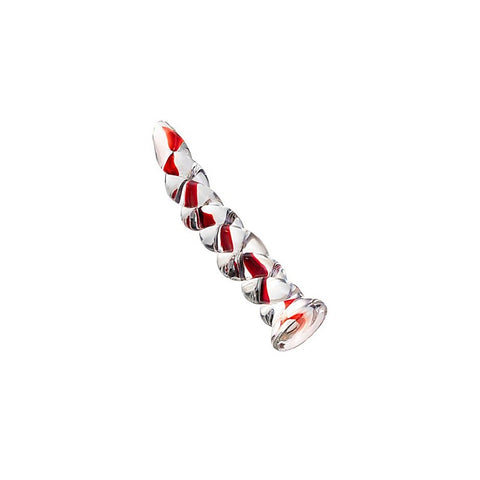 Sexus Red Ribbed Glass Dildo With Multiple Ridges 18.2cm - Glass Sex Toys