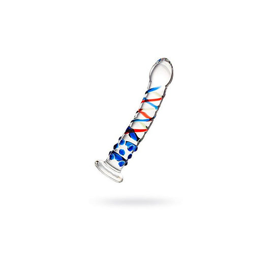 Sexus Blue Tip Suction Cup Glass Dong 18cm - Glass Sex Toys