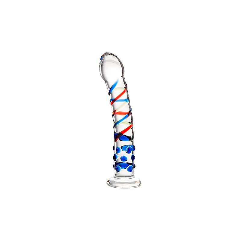 Sexus Blue Tip Suction Cup Glass Dong 18cm - Glass Sex Toys