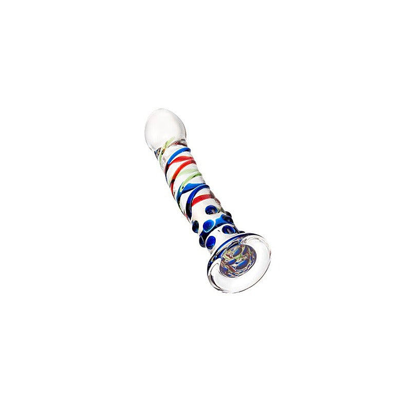 Sexus Blue Tip Suction Cup Glass Dong 18cm - Glass Sex Toys