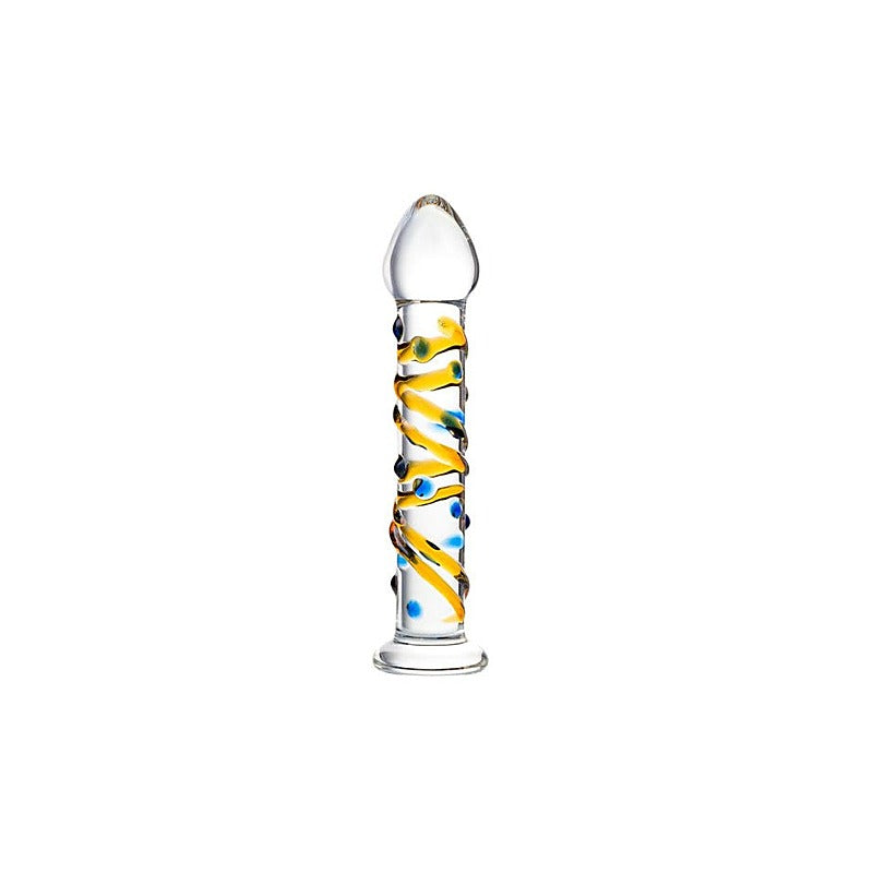 Sexus Suction Cup Glass Dildo 17.2cm Yellow - Glass Sex Toys