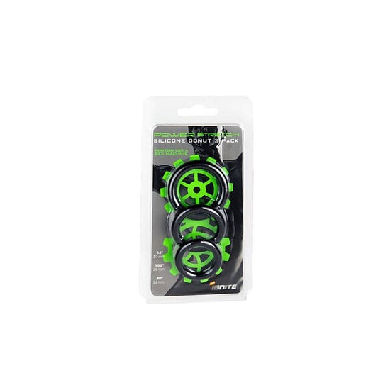 SI Novelties Power Stretch 3 Piece Silicone Cock Rings Black