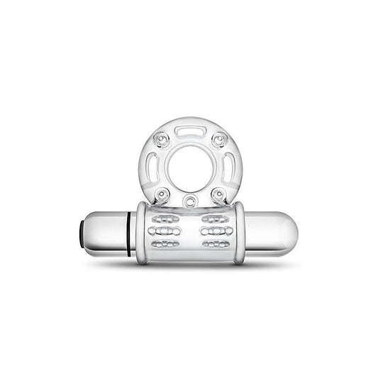 Stay Hard 10 Function Vibrating Mega Bull Penis Ring Clear - Vibrating Cock Rings