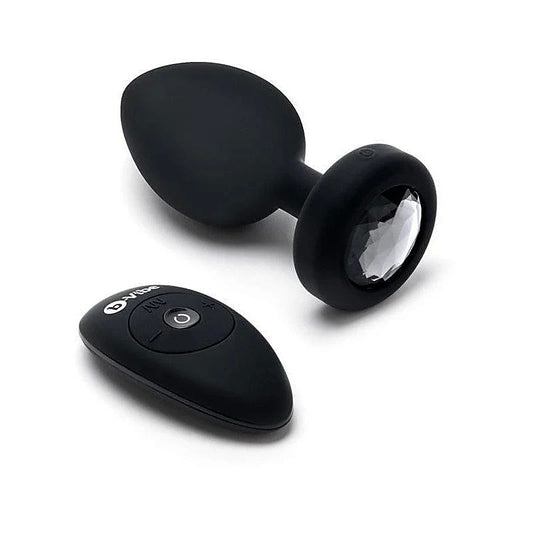 B Vibe Vibrating Jewel Butt Plug XXL Black - Butt Plugs