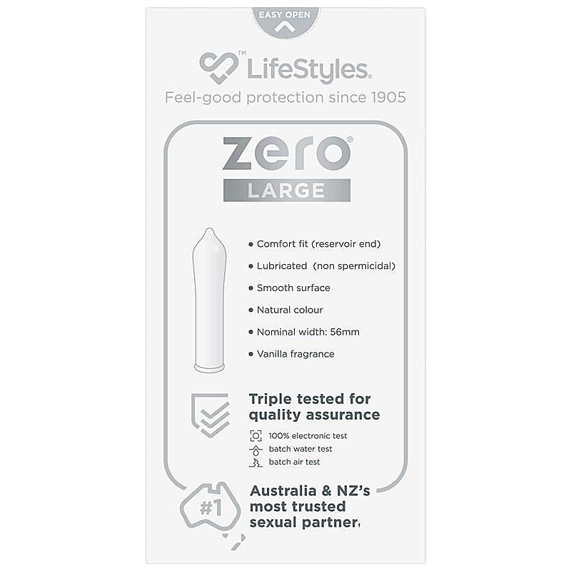 Lifestyles Zero Large Comfort Fit Condoms By Ansell - Condoms