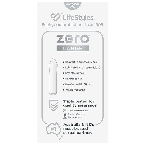 Lifestyles Zero Large Comfort Fit Condoms By Ansell - Condoms